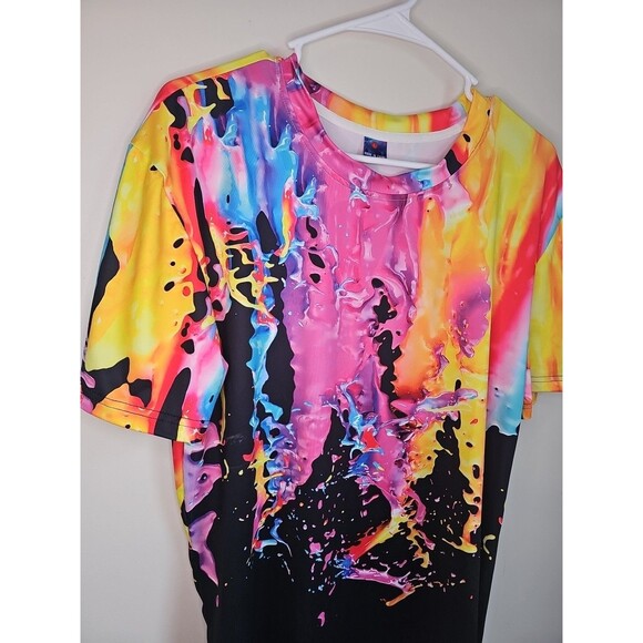 Graffiti Style Colorful Splash 3D Digital Pattern Shirt Graphic Size L Spandex - Picture 3 of 5